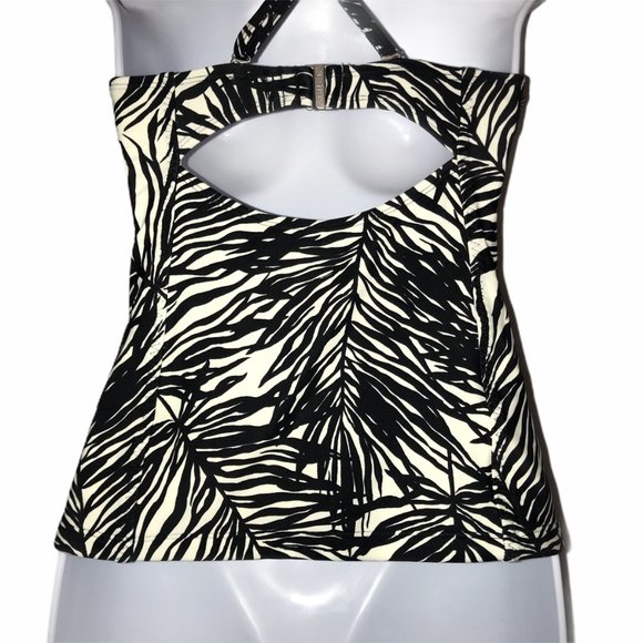 Athleta Black Hawaiian Leaf Tankini Top 34 B/C - Picture 8 of 8